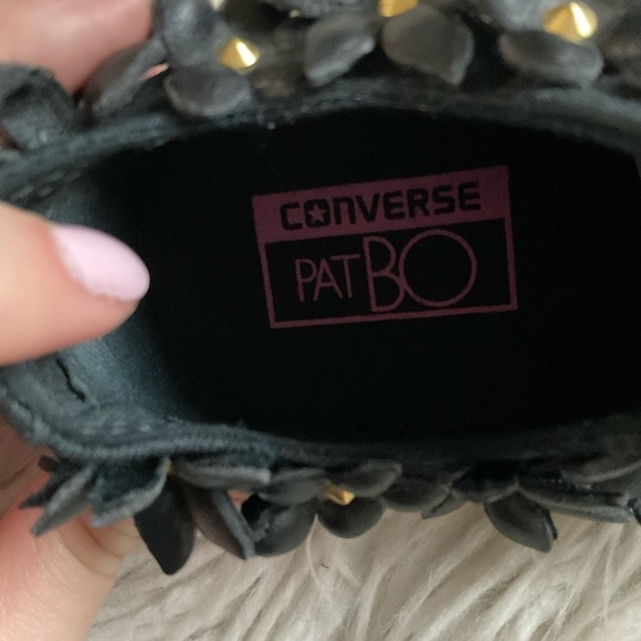 Converse x PatBo Chuck Taylor Black Leather 3D Flower Low Top Sneakers Size 5.5 - Picture 11 of 12